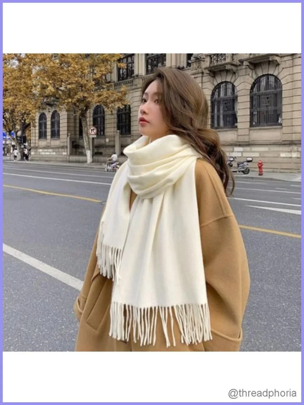 Oversized Shawl Wrap Scarf with Fringe Polyester Warm Winter